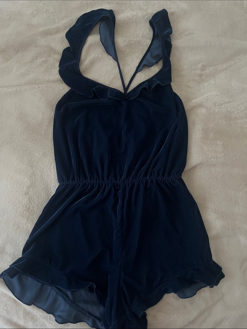 Victoria's Secret Navy Ruffle Strap One-Piece Romper